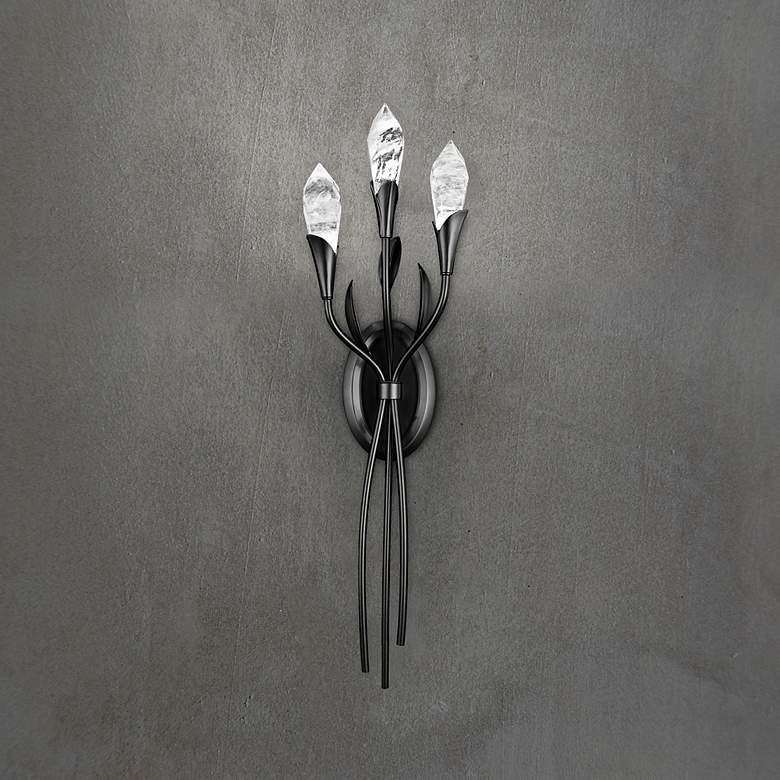 Image 1 Secret Garden 27"H x 6.6"W 3-Light Crystal Wall Sconce in Black