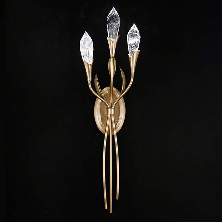Image 2 Secret Garden 7" Wide French Gold Clear Crystal 3-Light Wall Sconce
