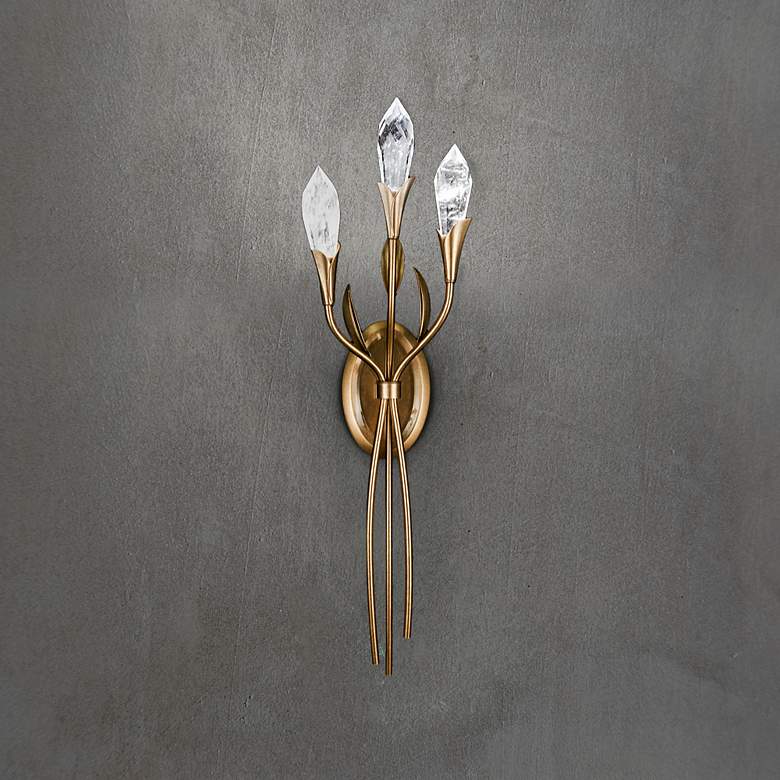 Image 1 Secret Garden 7" Wide French Gold Clear Crystal 3-Light Wall Sconce