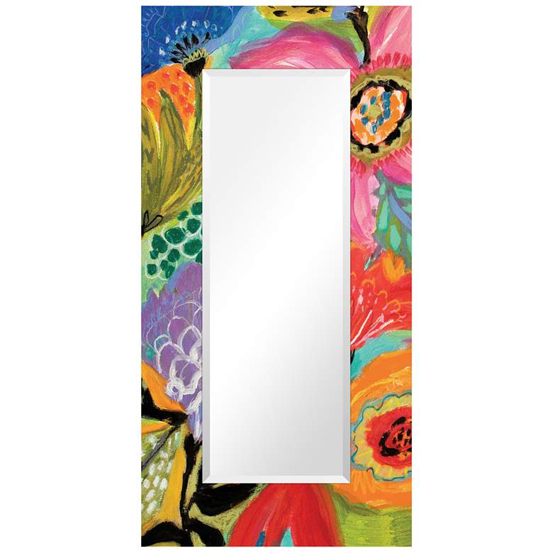 Image 1 Secret Garden Floral II Beveled Leaner Mirror on Tempered Art Glass