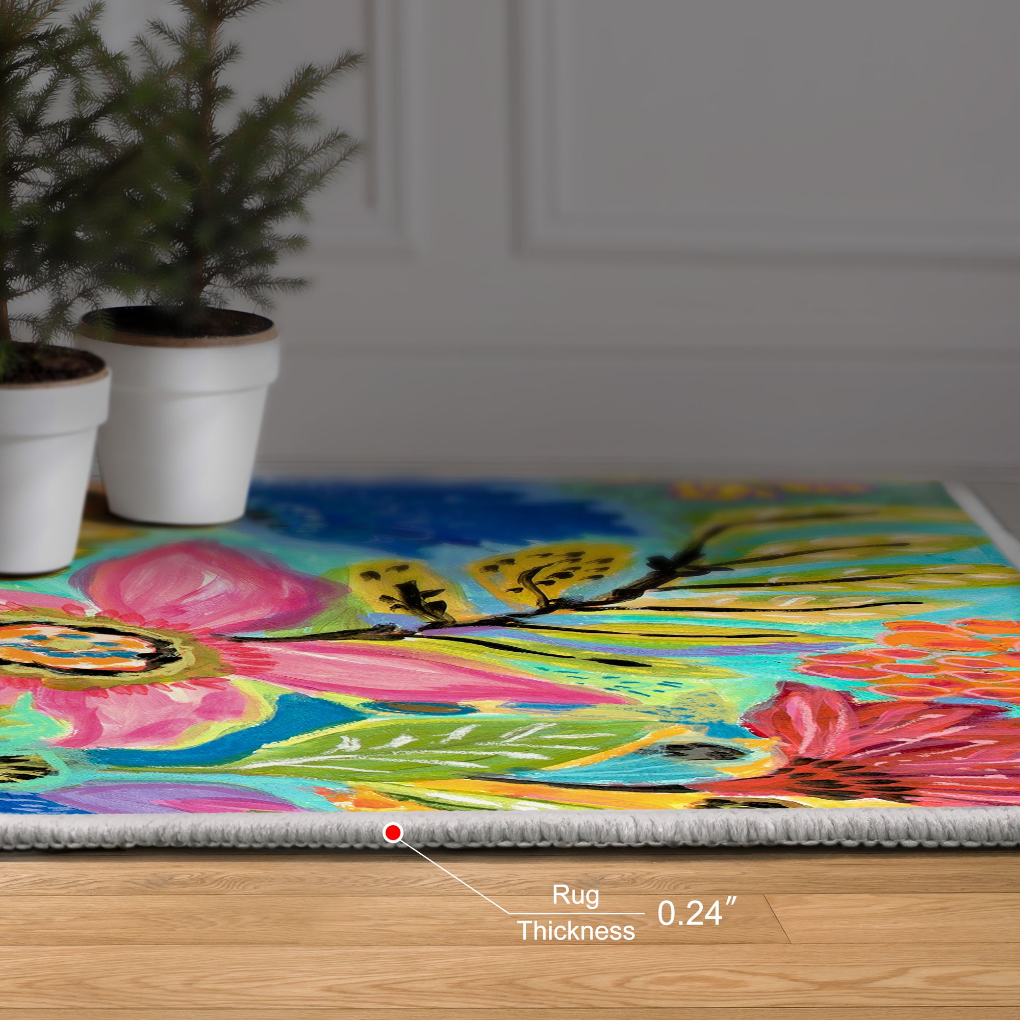 Image 6 Secret Garden Floral II Washable Art Area Rug size 5'x8' more views