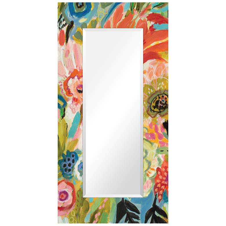 Image 1 Secret Garden Floral III Beveled Leaner Mirror on Tempered Art Glass