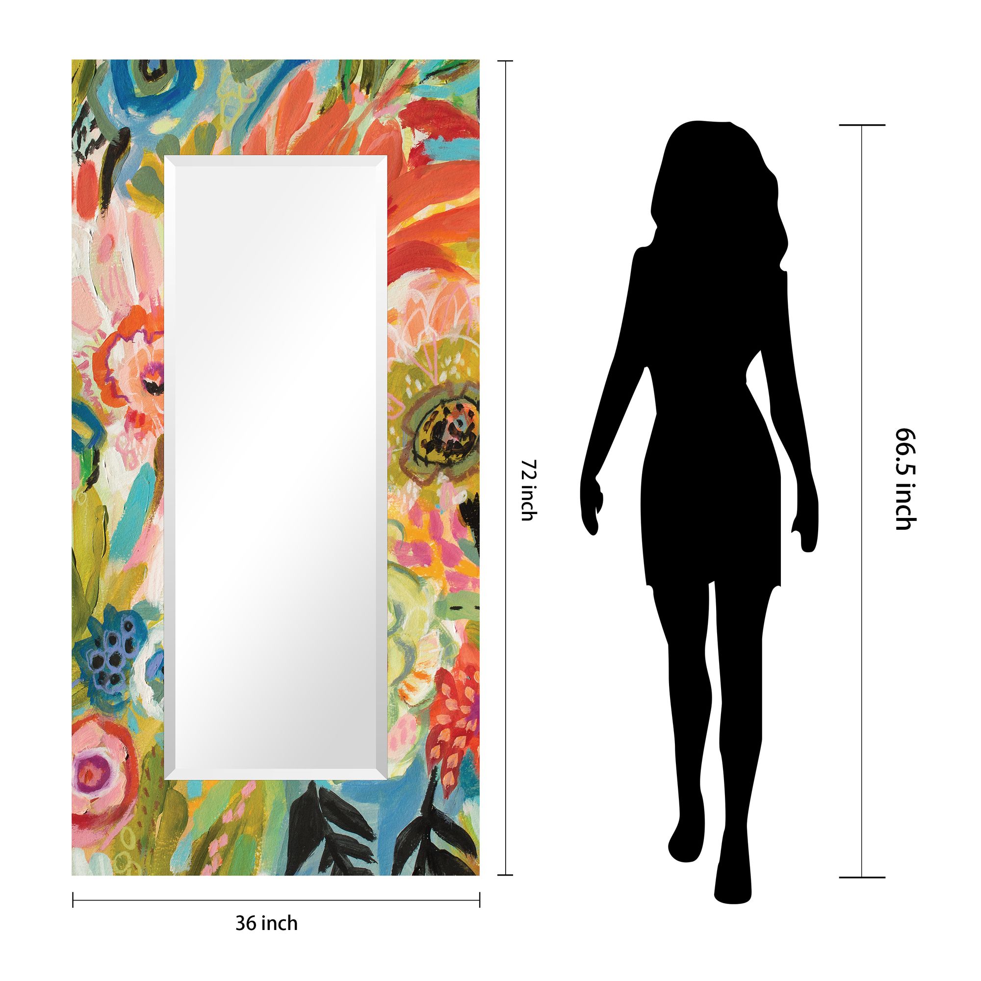 Secret Garden Floral III Beveled Leaner Mirror on Tempered Art Glass