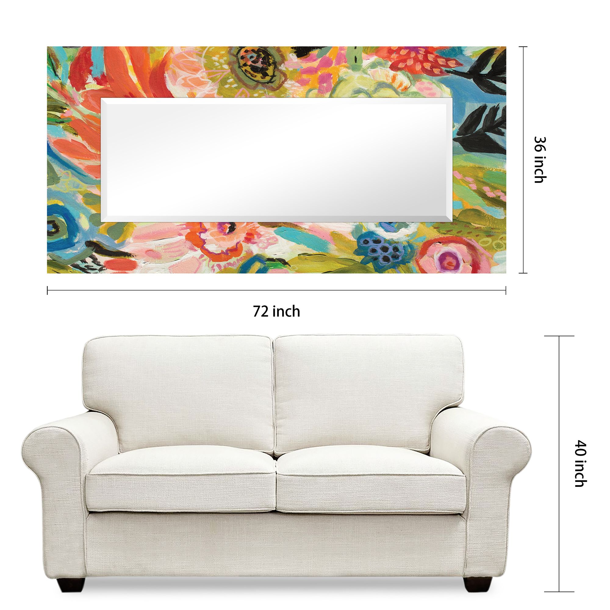 Secret Garden Floral III Beveled Leaner Mirror on Tempered Art Glass