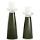 Secret Garden Green Glass Pillar Candle Holders Set of 2