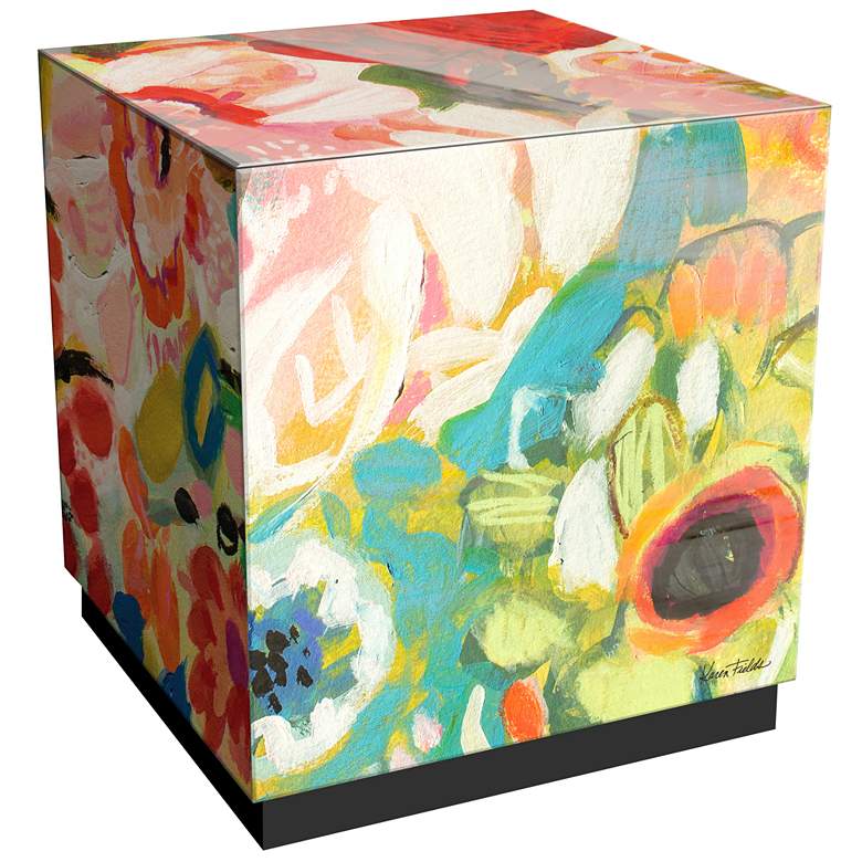 Image 1 Secret Garden" Reverse Printed Beveled Art Glass Lamp Table