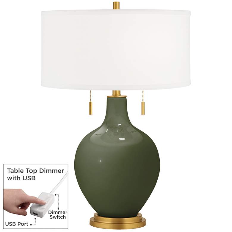 Image 1 Secret Garden Toby Brass Accents Table Lamp with Dimmer