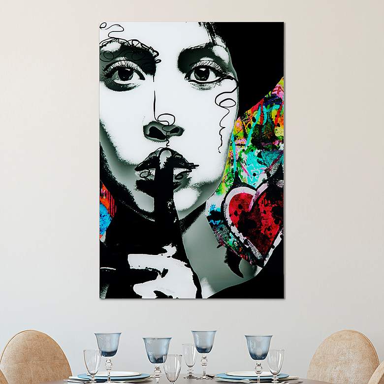 Image 1 Secrets 50 3/4"H Floating Tempered Glass Graphic Wall Art
