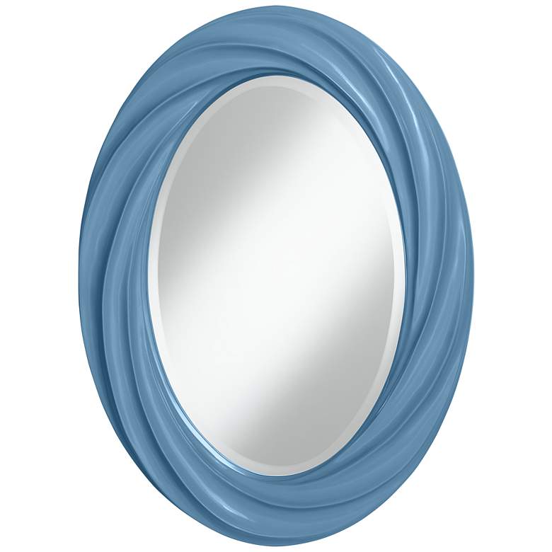 Image 1 Secure Blue 30 inch High Oval Twist Wall Mirror