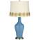 Secure Blue Anya Table Lamp with Flower Applique Trim
