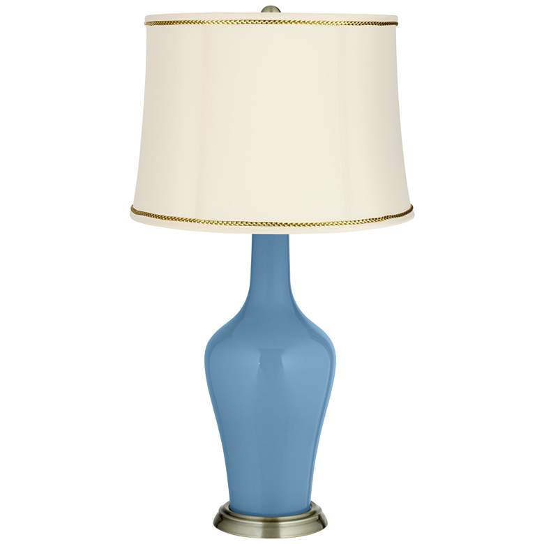 Image 1 Secure Blue Anya Table Lamp with President&#39;s Braid Trim