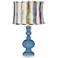 Secure Blue Apothecary Table Lamp w/ Purple Striped Shade