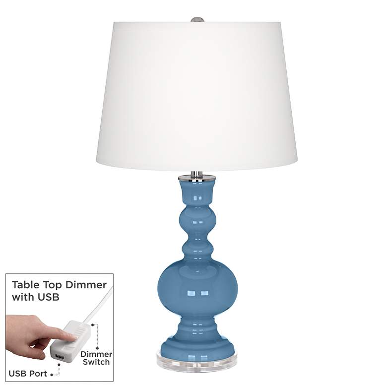 Image 1 Secure Blue Apothecary Table Lamp with Dimmer