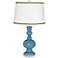 Secure Blue Apothecary Table Lamp with Ric-Rac Trim