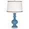 Secure Blue Apothecary Table Lamp with Twist Scroll Trim
