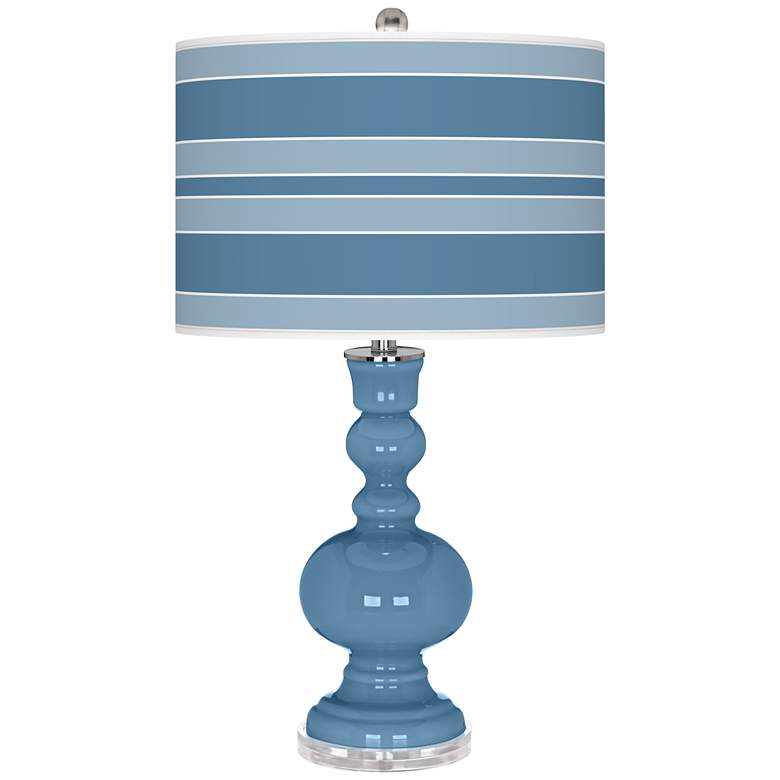 Image 1 Secure Blue Bold Stripe Apothecary Table Lamp