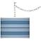Secure Blue Bold Stripe Giclee Glow Plug-In Swag Pendant