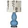 Secure Blue Branches Drum Shade Double Gourd Table Lamp