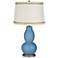 Secure Blue Double Gourd Table Lamp with Rhinestone Lace Trim