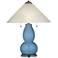 Secure Blue Fulton Table Lamp with Fluted Glass Shade