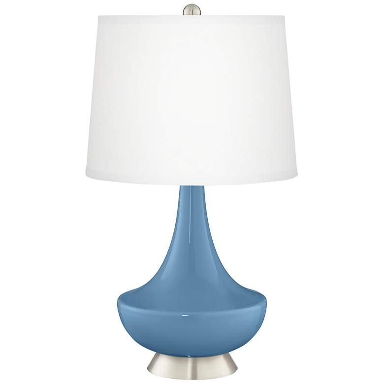 Image 2 Secure Blue Gillan Glass Table Lamp with Dimmer