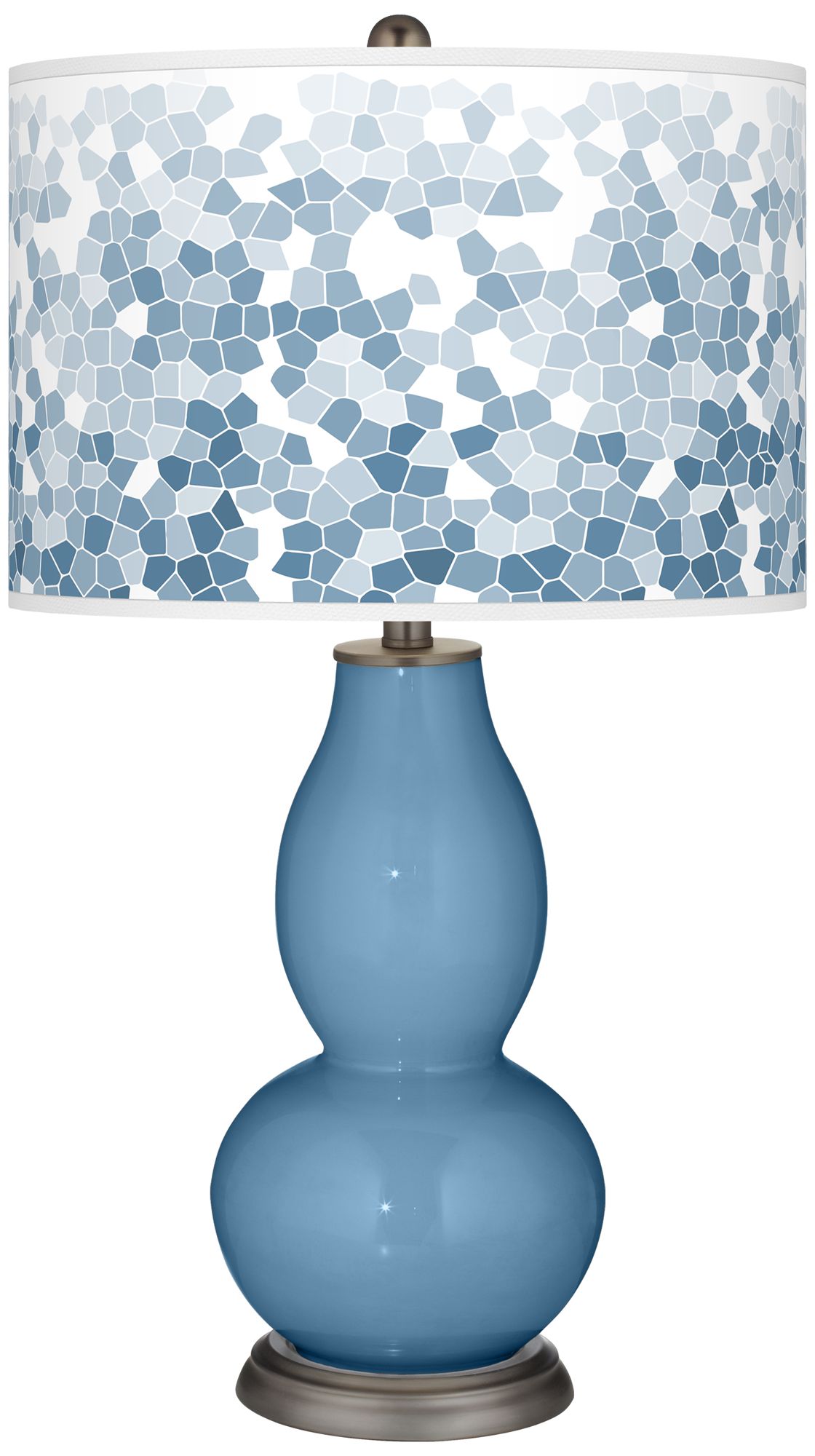 Image Secure Blue Mosaic Giclee Double Gourd Table Lamp
