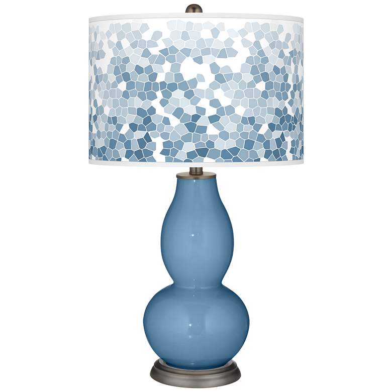 Image 1 Secure Blue Mosaic Giclee Double Gourd Table Lamp