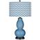Secure Blue Narrow Zig Zag Double Gourd Table Lamp