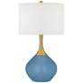Secure Blue Nickki Brass Modern Luxe Table Lamp
