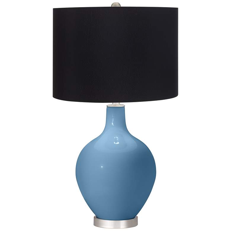 Image 1 Secure Blue Ovo Table Lamp with Black Shade