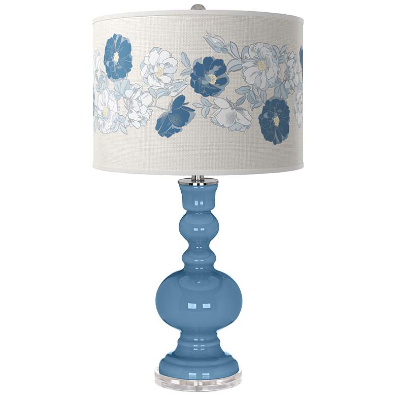 Image 1 Secure Blue Rose Bouquet Apothecary Table Lamp