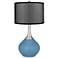 Secure Blue Spencer Table Lamp with Organza Black Shade