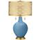 Secure Blue Toby Brass Metal Shade Table Lamp