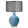 Secure Blue Toby Table Lamp With Black Metal Shade