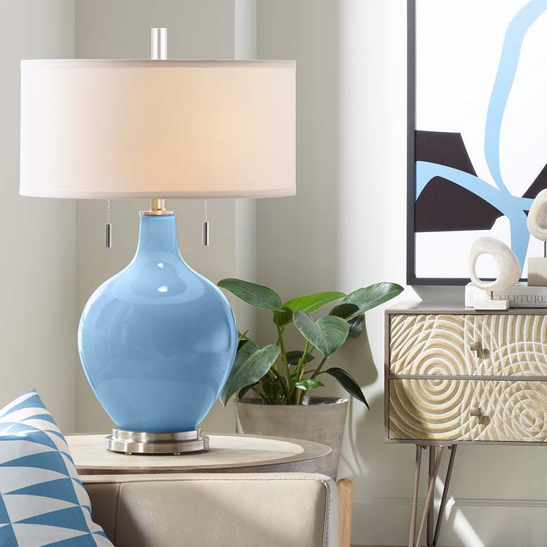 Image 1 Secure Blue Toby Table Lamp