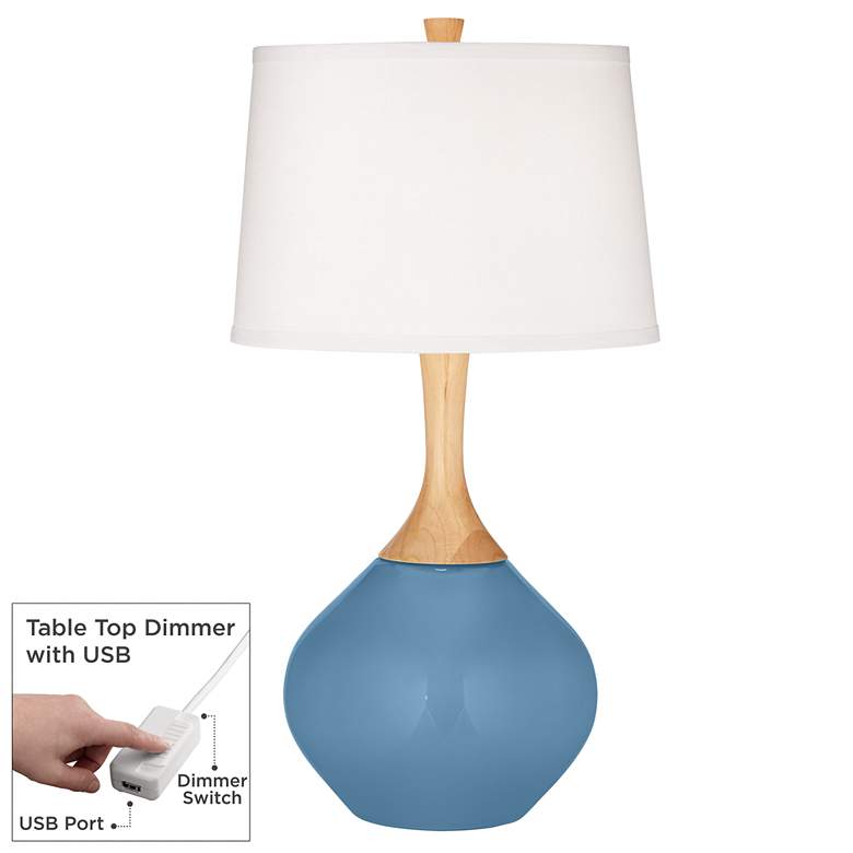 Image 1 Secure Blue Wexler Table Lamp with Dimmer