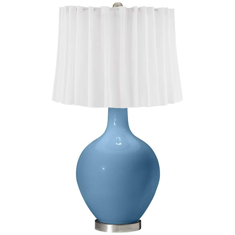 Image 1 Secure Blue White Curtain Ovo Table Lamp