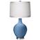 Secure Blue White Drum Shade Ovo Table Lamp