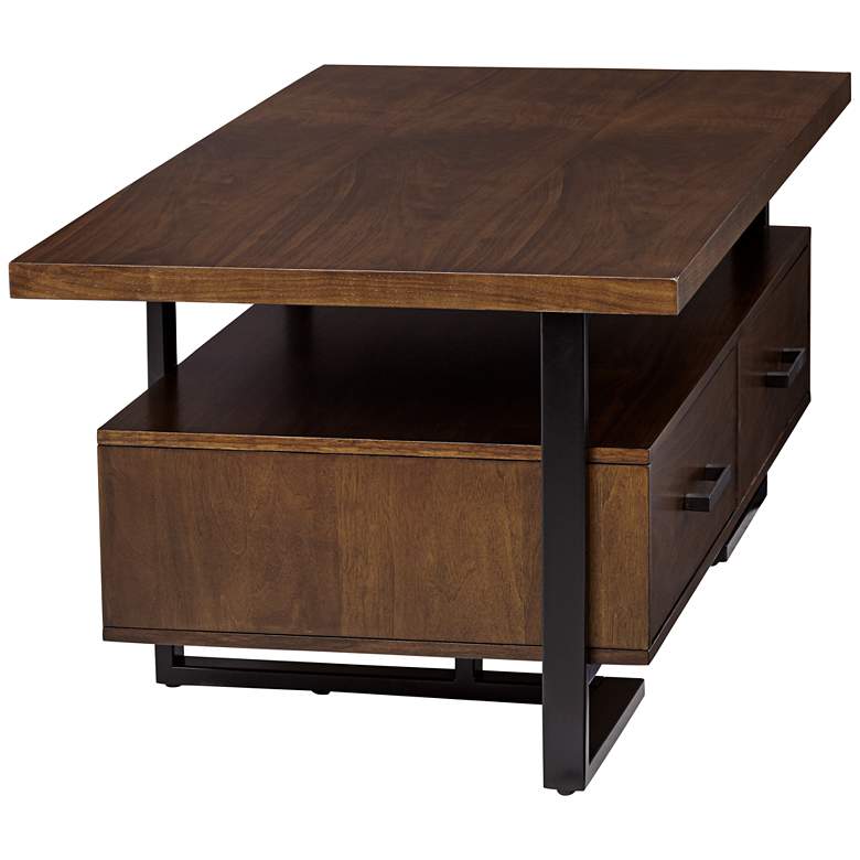 Sedley 48&quot; Wide Walnut Veneer 2-Drawer Modern Coffee Table more views
