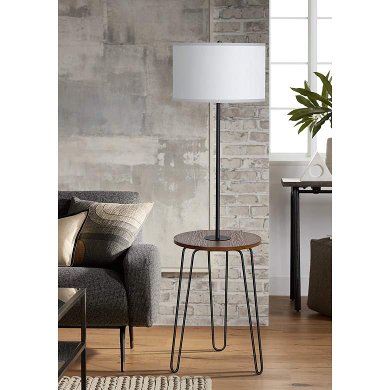 Image 1 Sedna Black Tripod Floor Lamp with Tray Table