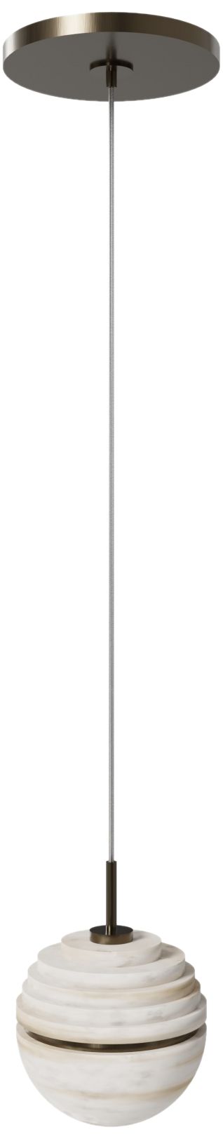 Sedona 1-Light 5"W Round Ribbed Alabaster Pendant in Aged Brass