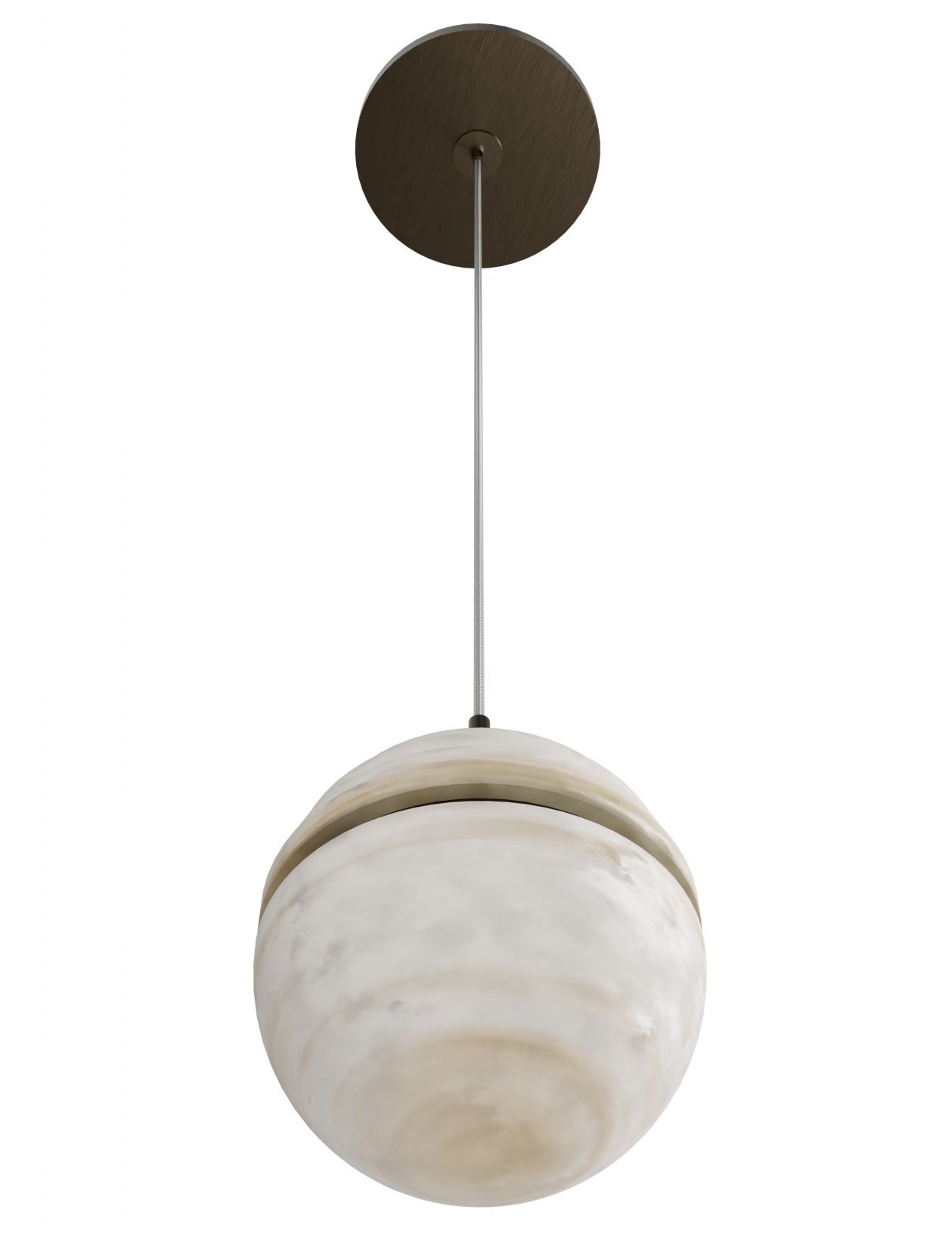 Image 3 Sedona 1-Light 5"W Round Ribbed Alabaster Pendant in Aged Brass more views