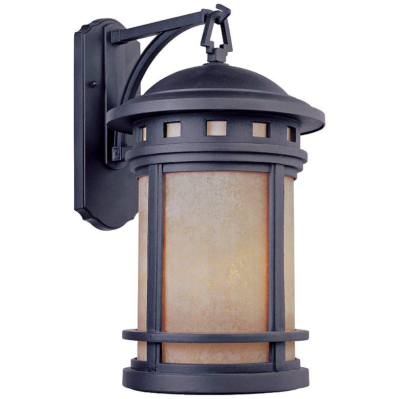 Image 1 Sedona 13 inch High Amber Glass Bronze Outdoor Wall Light