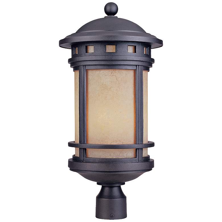 Image 1 Sedona 23 inch High Amber Glass Bronze Outdoor Post Light