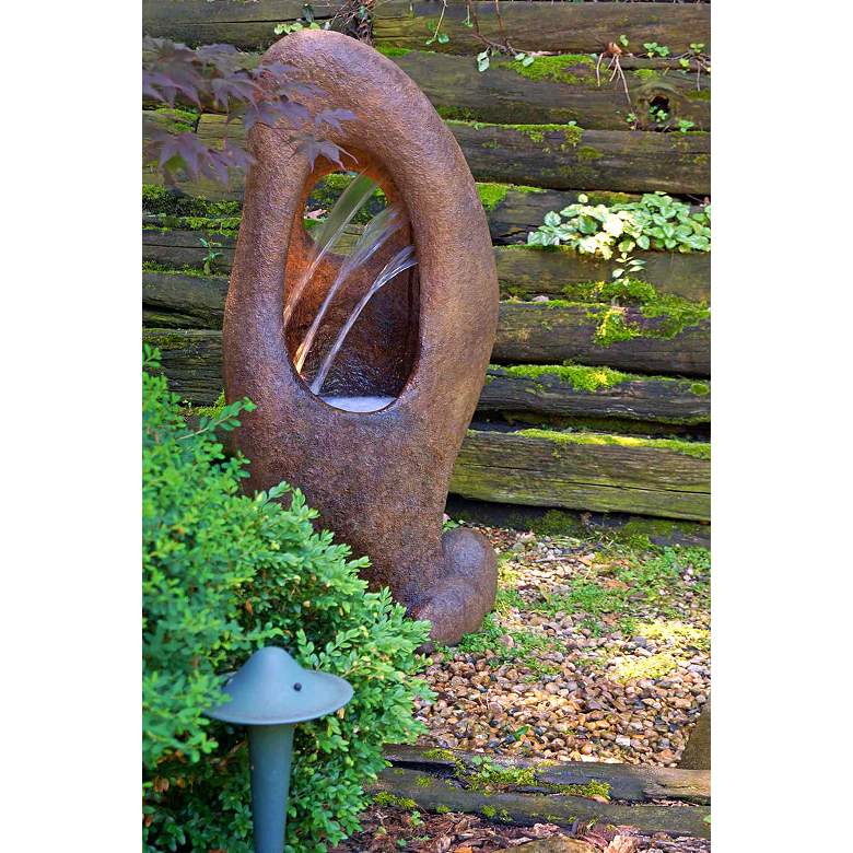 Image 1 Sedona 48" High Relic Lava Cast Stone Modern Fountain