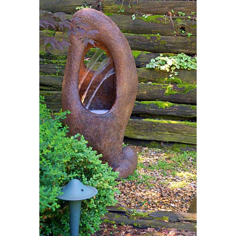 Image 1 Sedona 48 inch High Relic Lava Cast Stone Modern Fountain