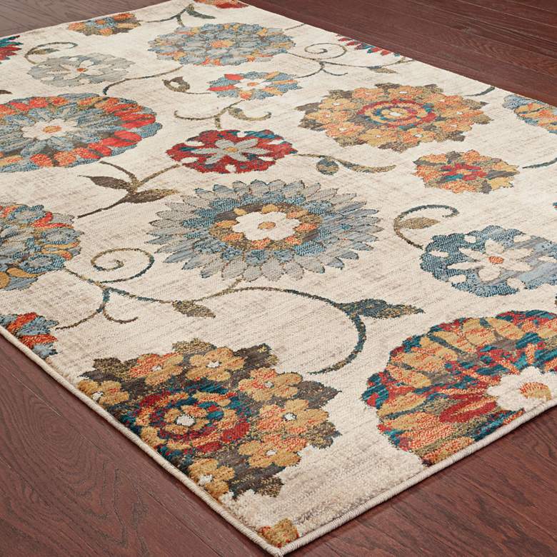 Image 2 Sedona 6361A 5'3"x7'6" Multi-Color Ivory Floral Area Rug more views