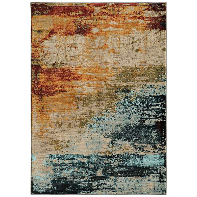 Image 1 Sedona 6365A 5&#39;3 inchx7&#39;6 inch Blue and Red Abstract Area Rug