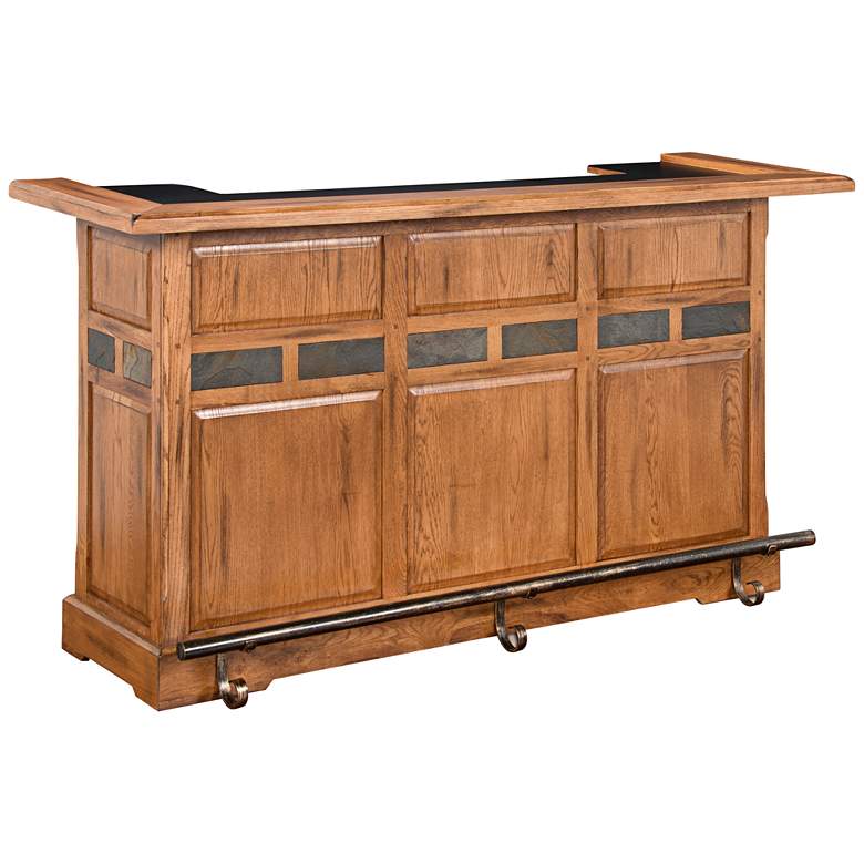 Image 1 Sedona 78" Wide Rustic Oak Wood 2-Door Bar