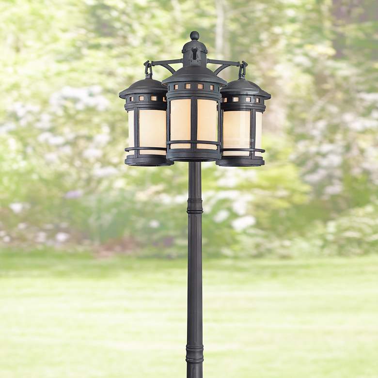 Image 1 Sedona 86 inch High 3-Lantern Oiled Bronze Outdoor Post Light